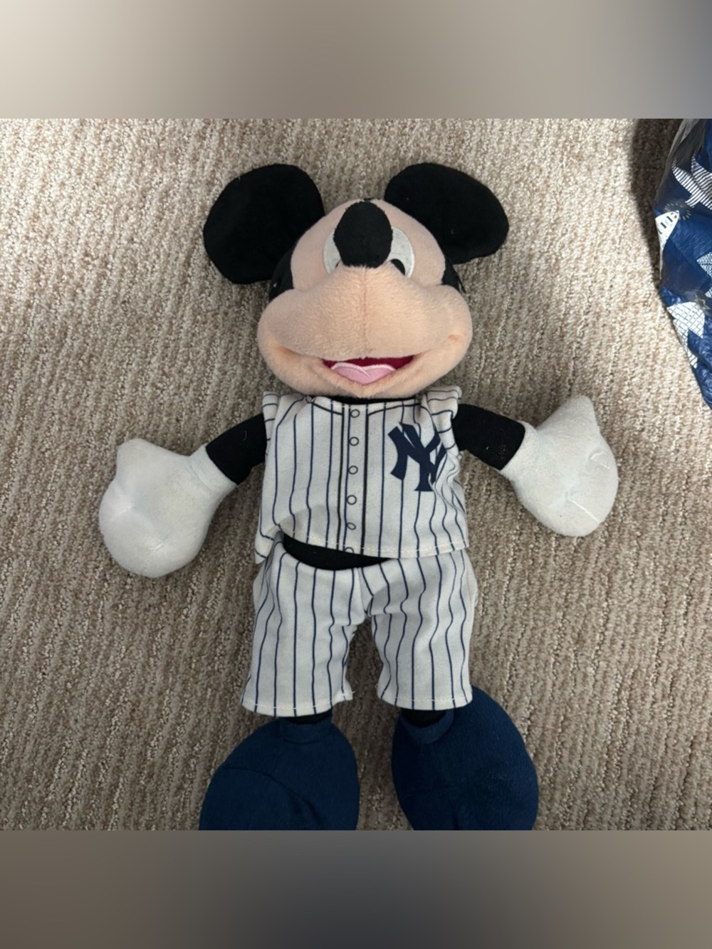 Mickey Mouse Plush in Navy & White Yankees Uniform